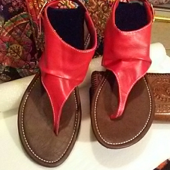 red thong sandals